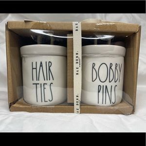 Rae Dunn Hair Ties Bobby Pins Canisters